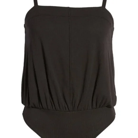 NEW! FREE PEOPLE NTIMATELY marissa ribbed rib black cami bodysuit shirt top tee​ - Picture 3 of 8